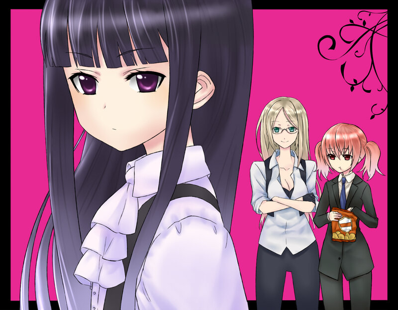 Three Anime Girls — Pink, Neutral