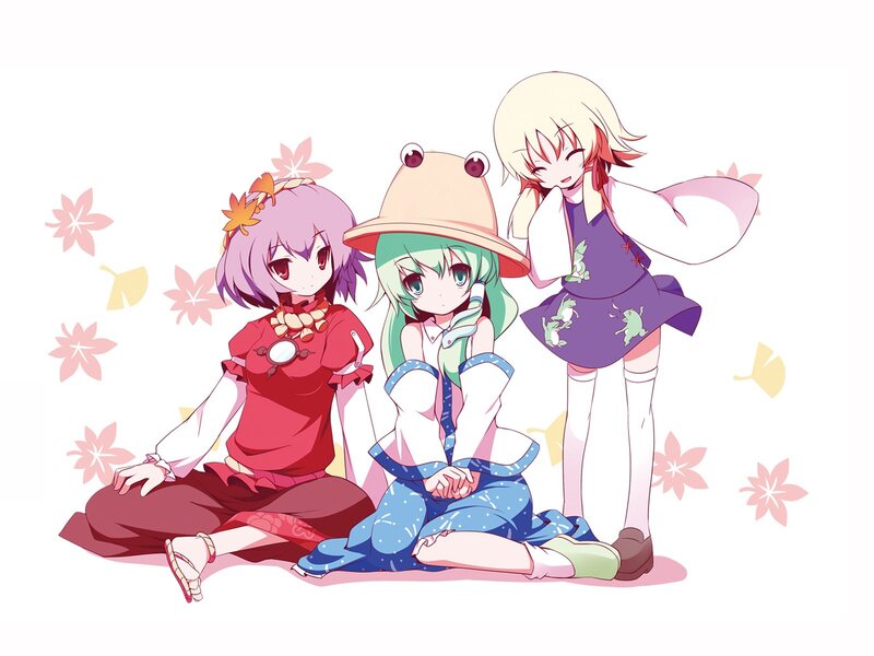 Three Anime Girls — Pink, Playful, Autumn