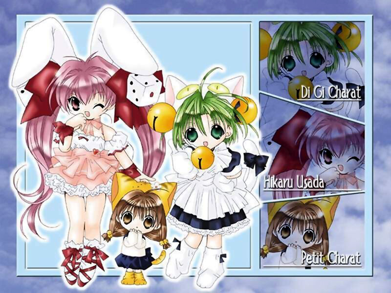 Three Anime Girls — Pink, Playful, Bunny Ears