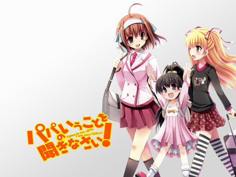Three Anime Girls — Pink, Playful, School Uniform