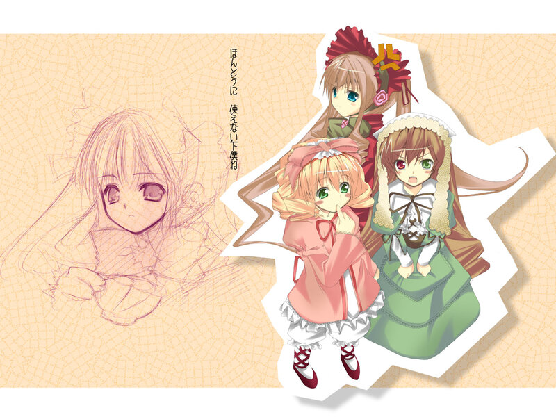 Three Anime Girls — Pink, Playful, Sketch