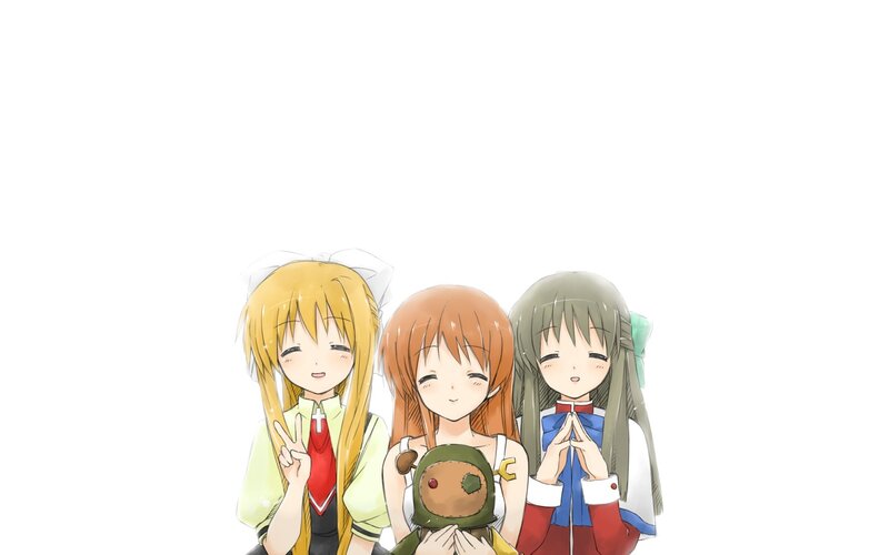 three anime girls posing