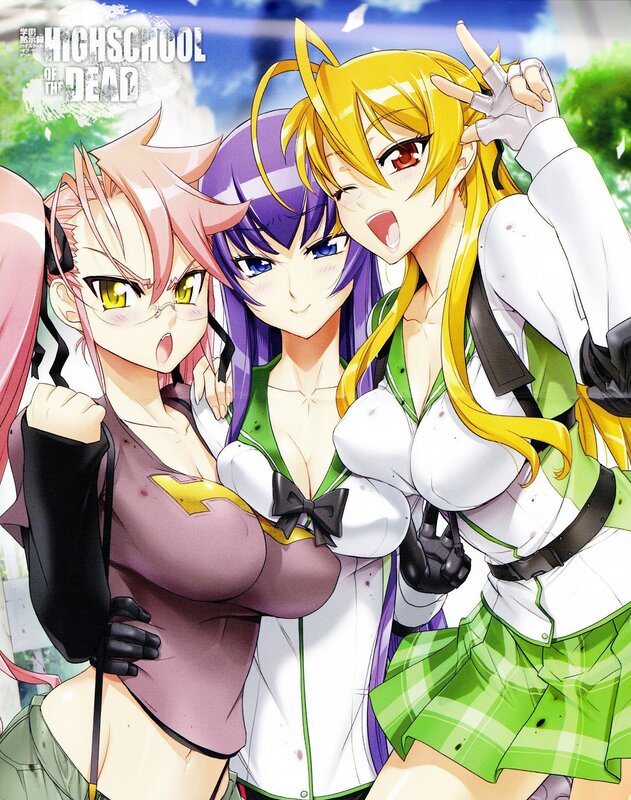Three Anime Girls Posing — Green
