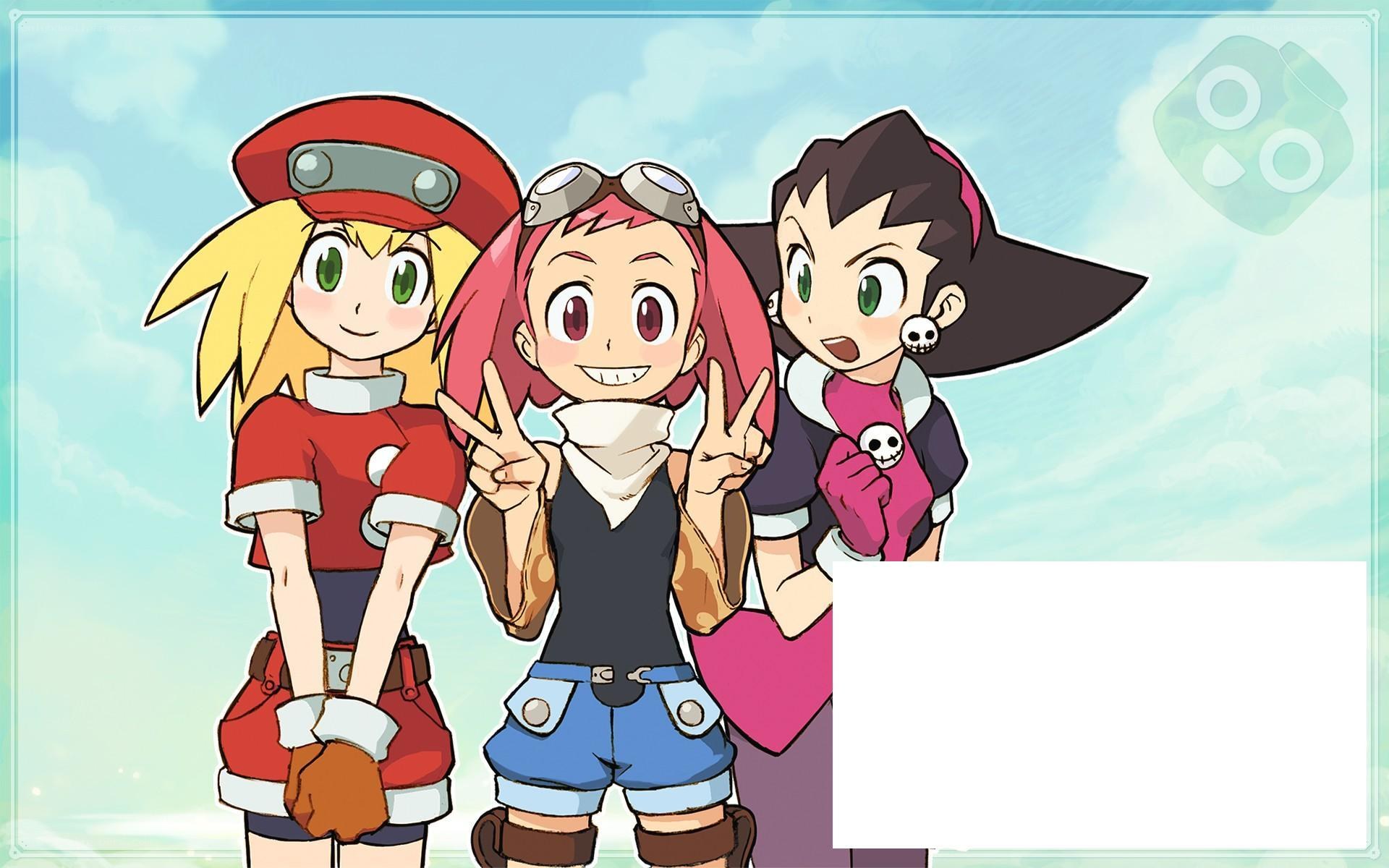 three anime girls posing together