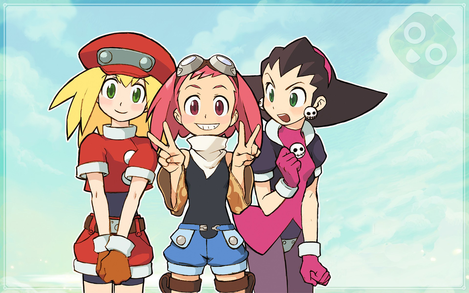 three anime girls posing together