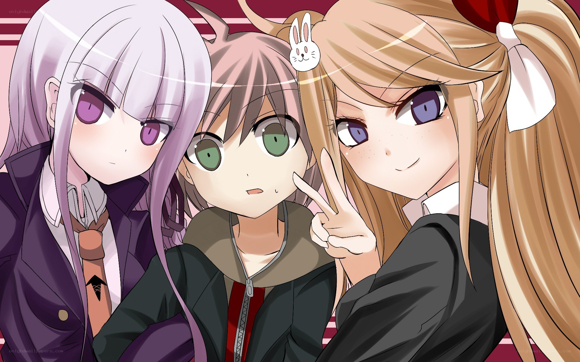 three anime girls posing together