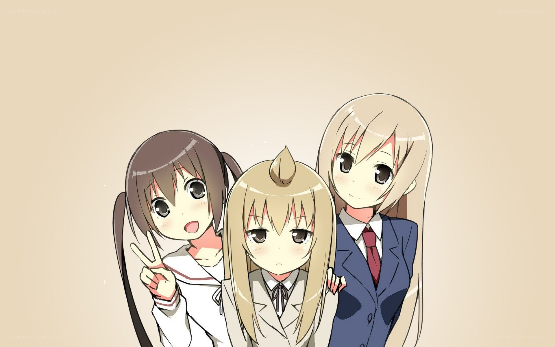 three anime girls posing together