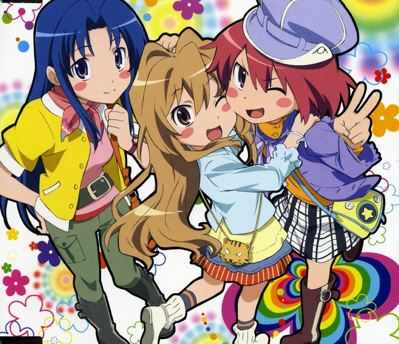 three anime girls posing together