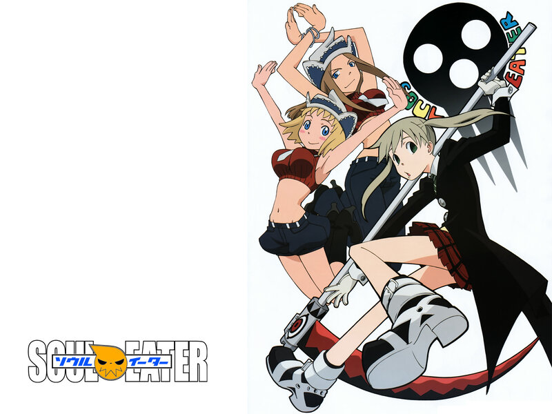 Three Anime Girls Posing — White