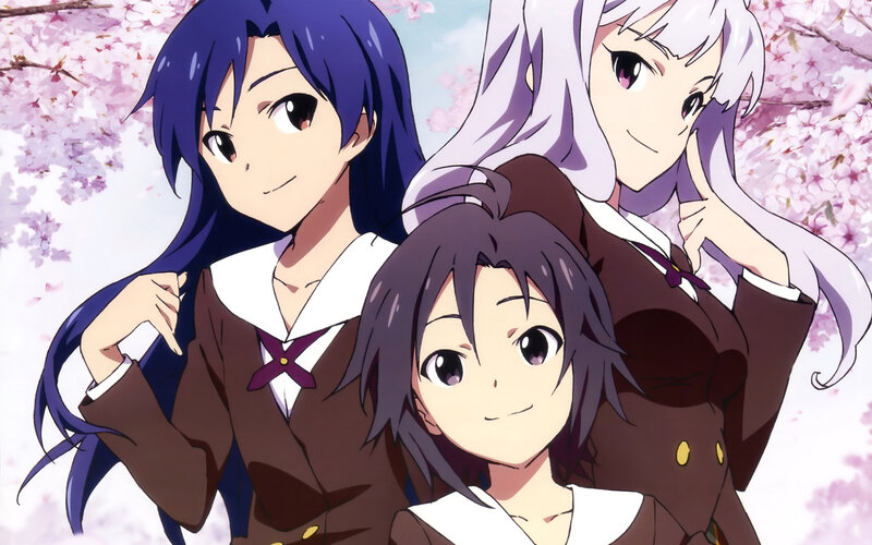Three Anime Girls — Purple, Calm, Spring