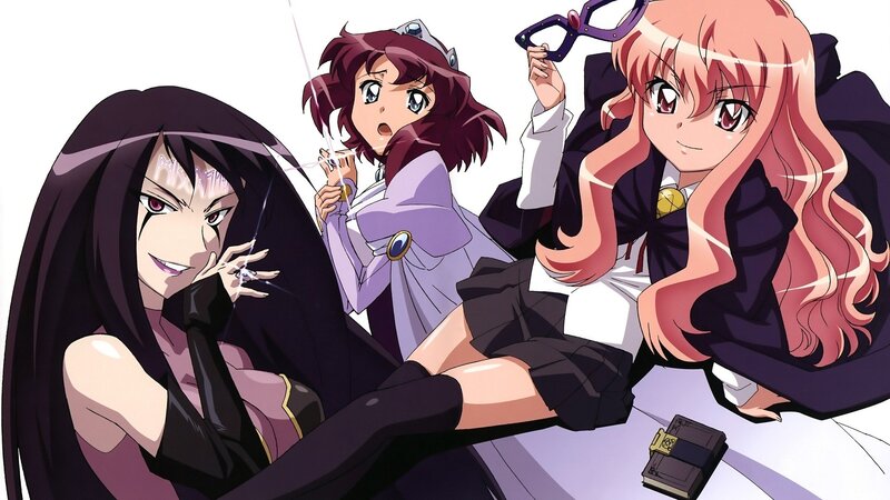 Three Anime Girls — Purple, Dramatic, Long Hair