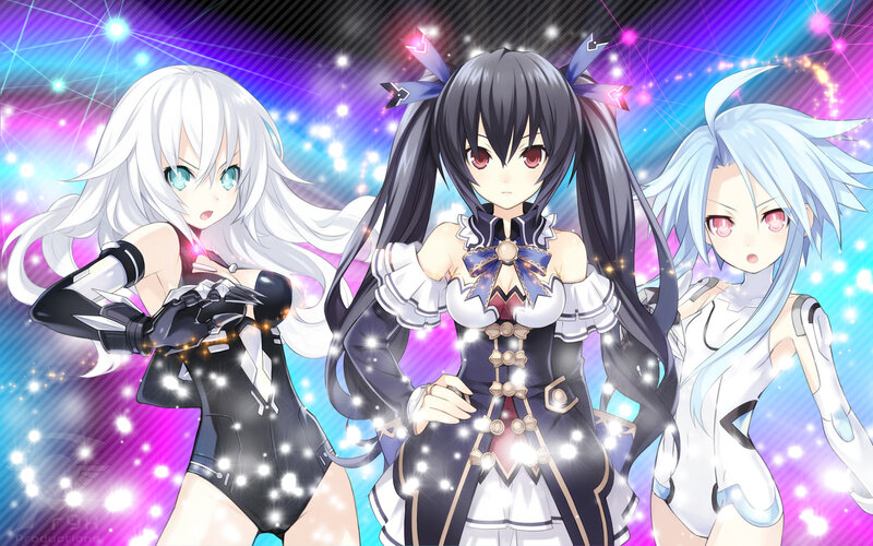 Three Anime Girls — Purple, Energetic, Sparkles