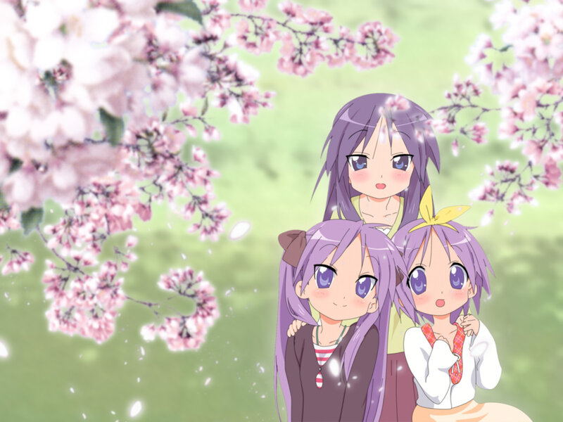 Three Anime Girls — Purple, Serene