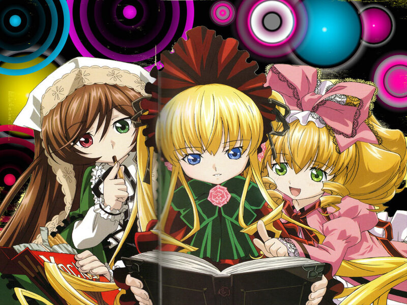 Three Anime Girls Reading