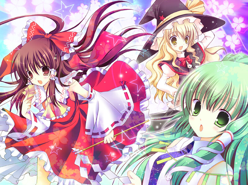 Three Anime Girls — Red, Magical