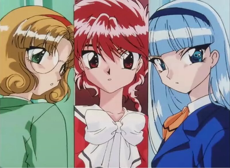 Three Anime Girls — Red, Neutral, School Uniforms