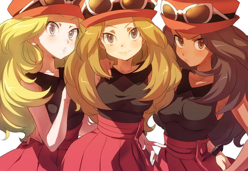 Three Anime Girls — Red, Playful, Sunglasses