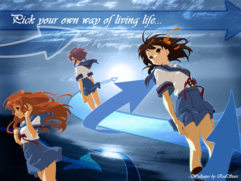 Three Anime Girls Running