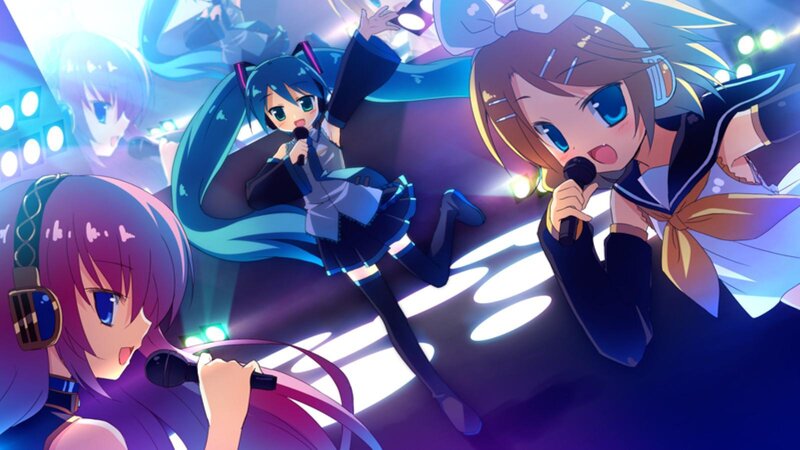 Three Anime Girls Singing — Blue