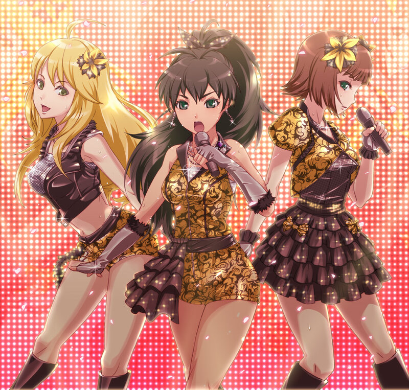 Three Anime Girls Singing — Gold
