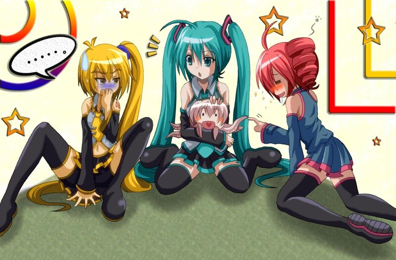 Three Anime Girls Sitting