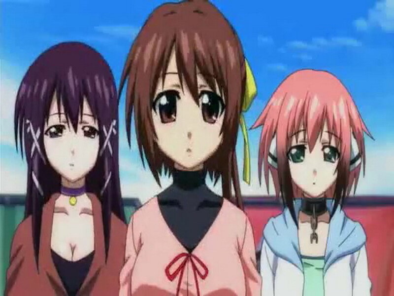 three anime girls standing together