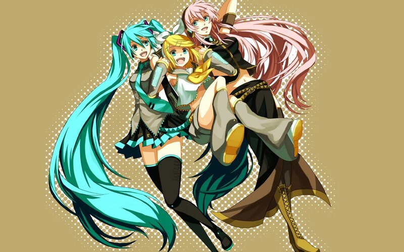 Three Anime Girls — Teal, Dynamic
