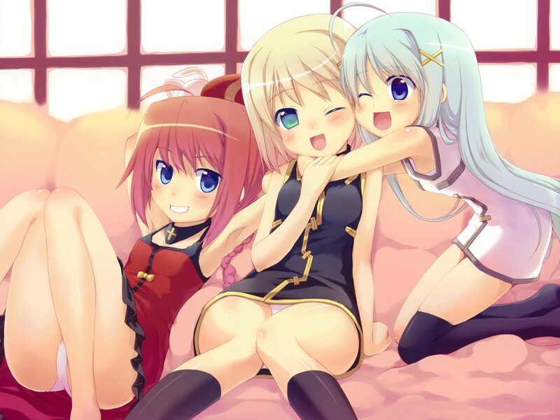 Three anime girls together