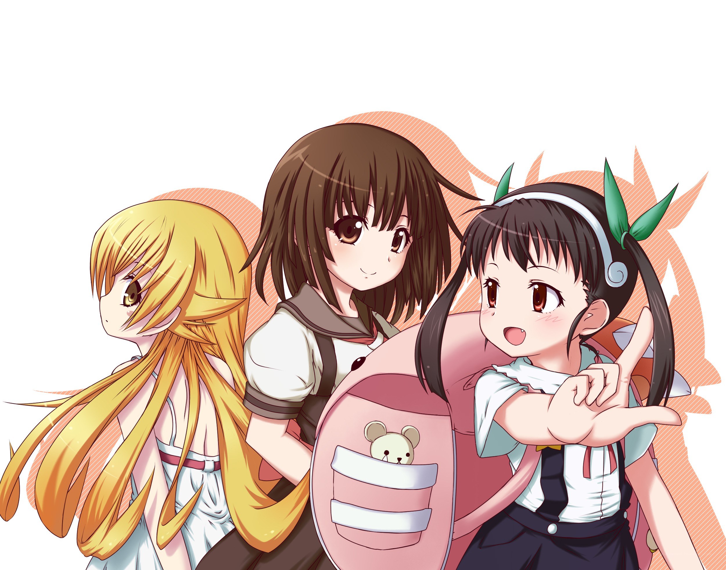 three anime girls together