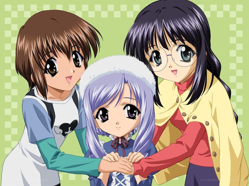 Three anime girls together
