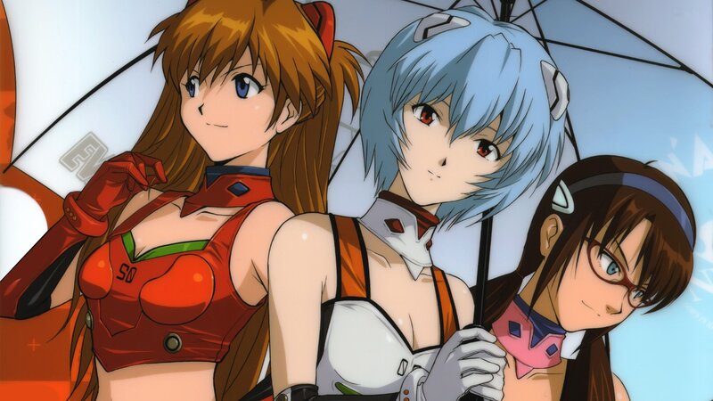 Three Anime Girls under Umbrella