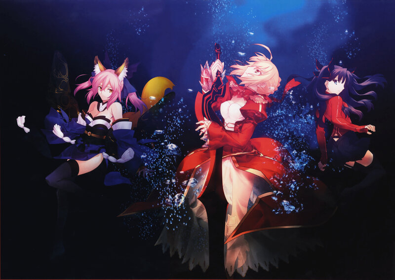 Three Anime Girls Underwater