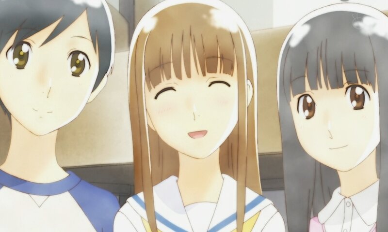 Three Anime Girls — White, Calm, School Uniforms