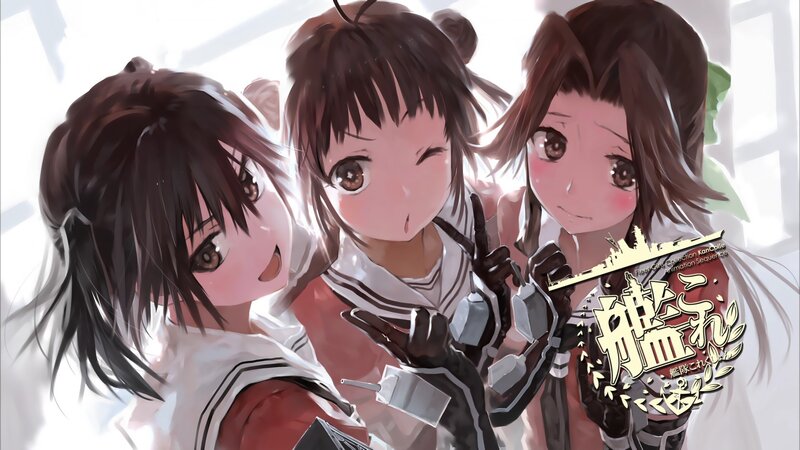 Three Anime Girls — White, Cheerful, School Uniforms