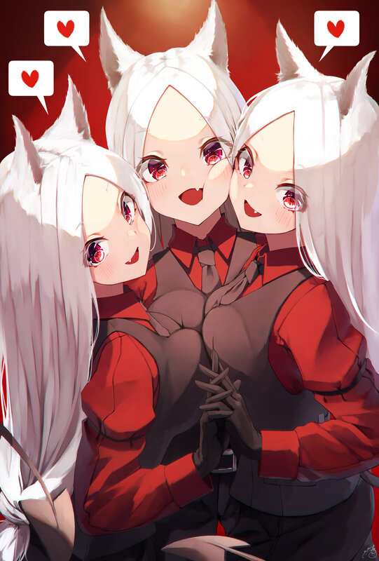 Three Anime Girls — White, Cute