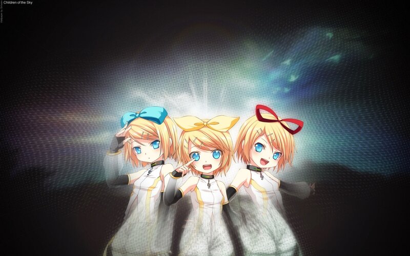 Three Anime Girls — White, Dramatic, Bows
