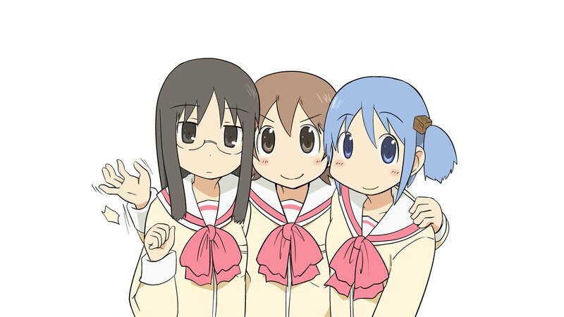 Three Anime Girls — White, Friendly, School Uniforms, Bows