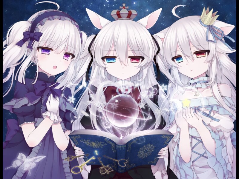 Three Anime Girls — White, Magical