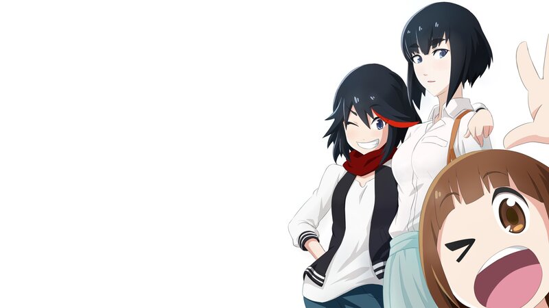 Three Anime Girls — White, Playful, Scarf