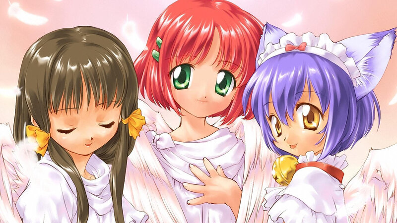 Three Anime Girls — White, Serene, Angel Wings