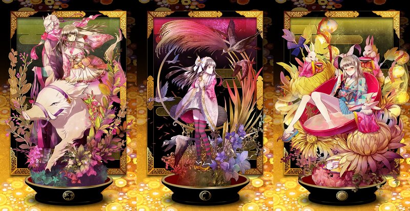 Three Anime Girls with Animals