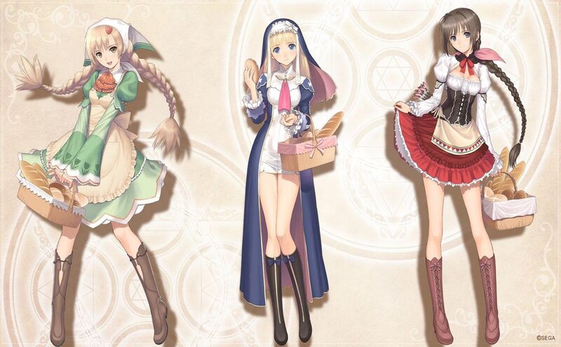 Three Anime Girls with Baskets