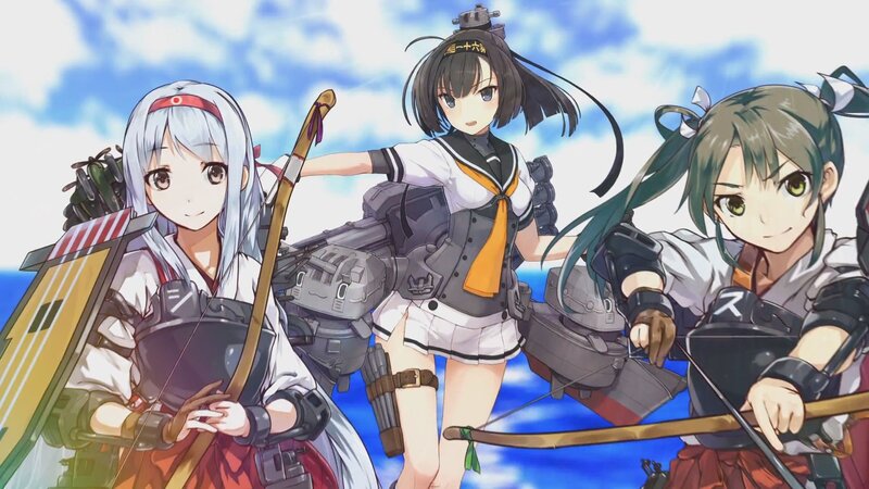 Three Anime Girls with Bows