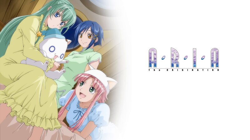 Three Anime Girls with Cat — Green