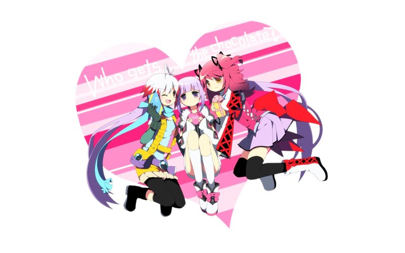 three anime girls with chocolate