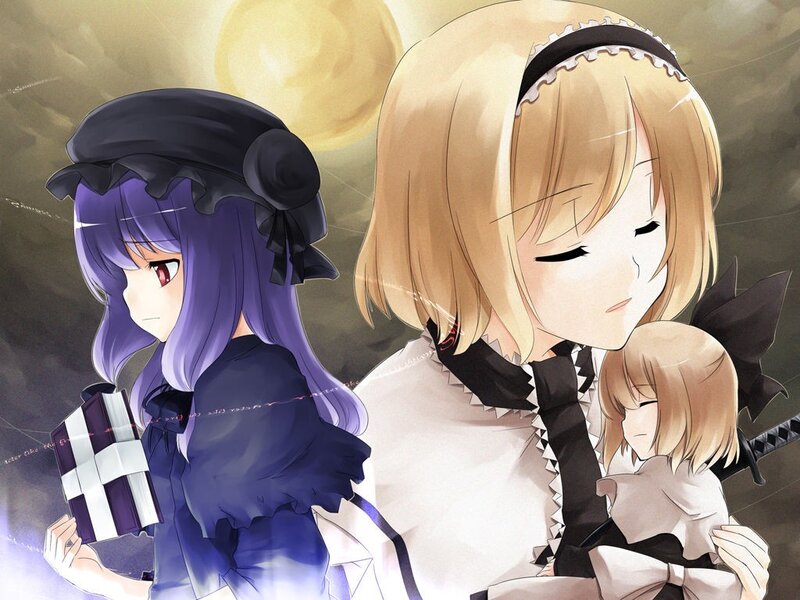 Three anime girls with gifts