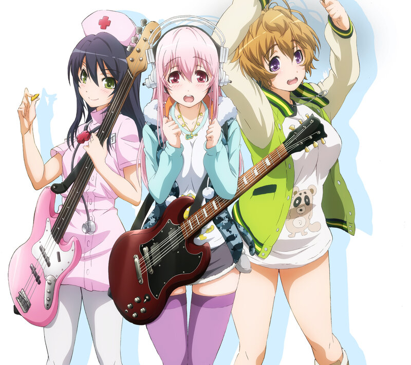 Three Anime Girls with Guitars