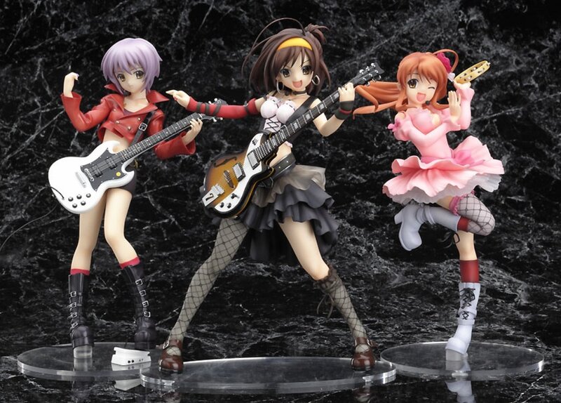 Three Anime Girls with Instruments — Black