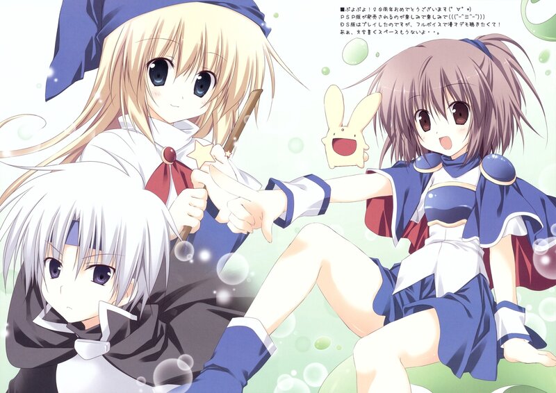 three anime girls with magic wands