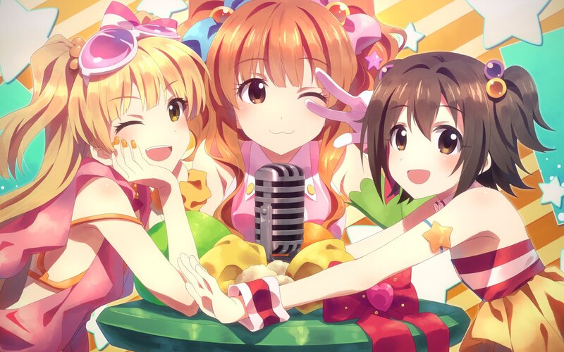 Three Anime Girls with Microphone